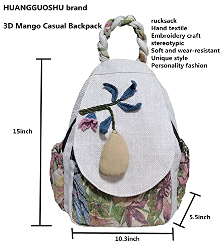 Image of Small Canvas Backpack, Retro Boho Washed Hippie for Women Daily Commute (Mango Decorations)