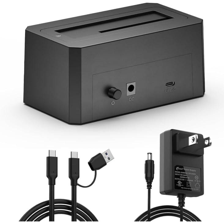 ANYOYO SAS to USB 3.0 Adapter 2.5/3.5 inch External SATA/SAS Enclosure USB-A/C Cable HDD SSD Enclosure with 12V/2A Power Adapter Support up to 18TB