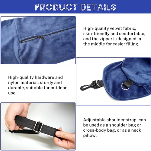 Image of 1 /2PCS Travel Pillow Stuffable with Clothes As Carry-On Luggage Fits Up to 3 Days of Travel Essentials, Multifunctional U-Shaped Pillowcase for Business, Trip, Outdoor (2PCS-Black)