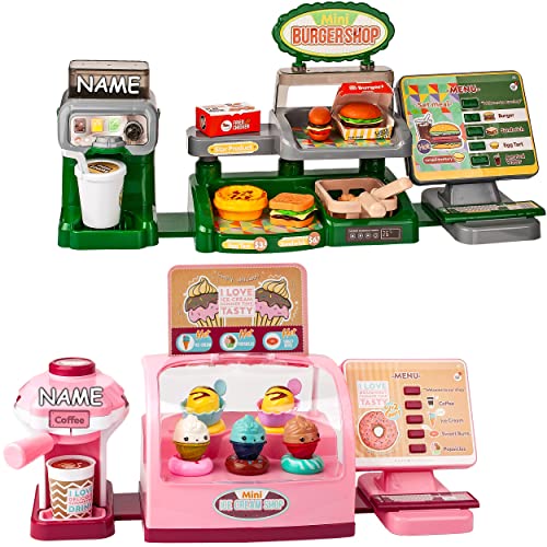 alles-meine.de GmbH 84 TLG. XL Set - elektronische Spielzeugkasse + Burger + EIS Station _ Wasser & Sound Funktion…