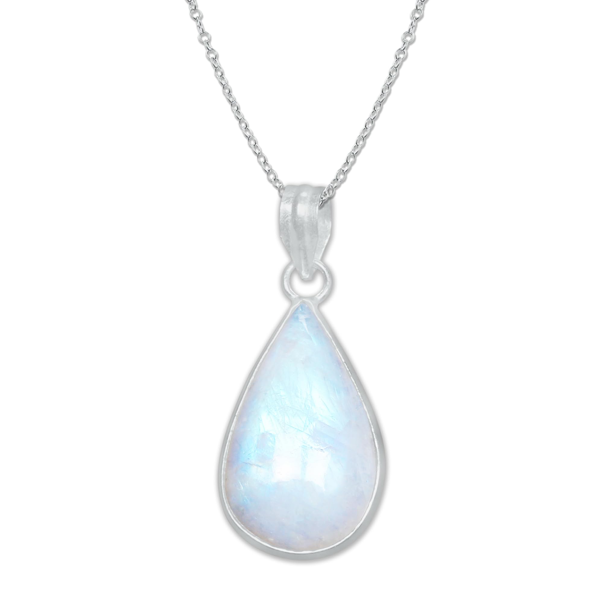 Natural Gemstone Pendant with 18 Inch Adjustable Chain Brass Silver Plated Tear drop Genuine Stone Necklace for Women Handmade Pear Birthstone Necklace-image-13