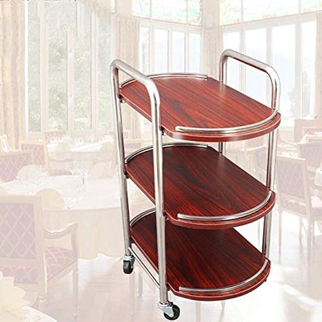 Mobile Storage Rack Trolley/ 3 Tier Kitchen Serving Trolley/Large Shelves with Wheel/Wine Cart/Tea Cart/Dining Cart/Bar Rack 60 * 35 * 75Cm,-WUDQ4n6I