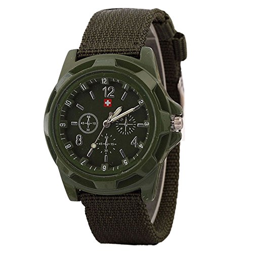 JiaMeng Moda Reloj de Pulsera de Cuarzo de Estilo Militar Reloje Hombres Blue Ray de Cristal Cuarzo analógico Reloj de Aleación Analógica (Ejercito Verde)