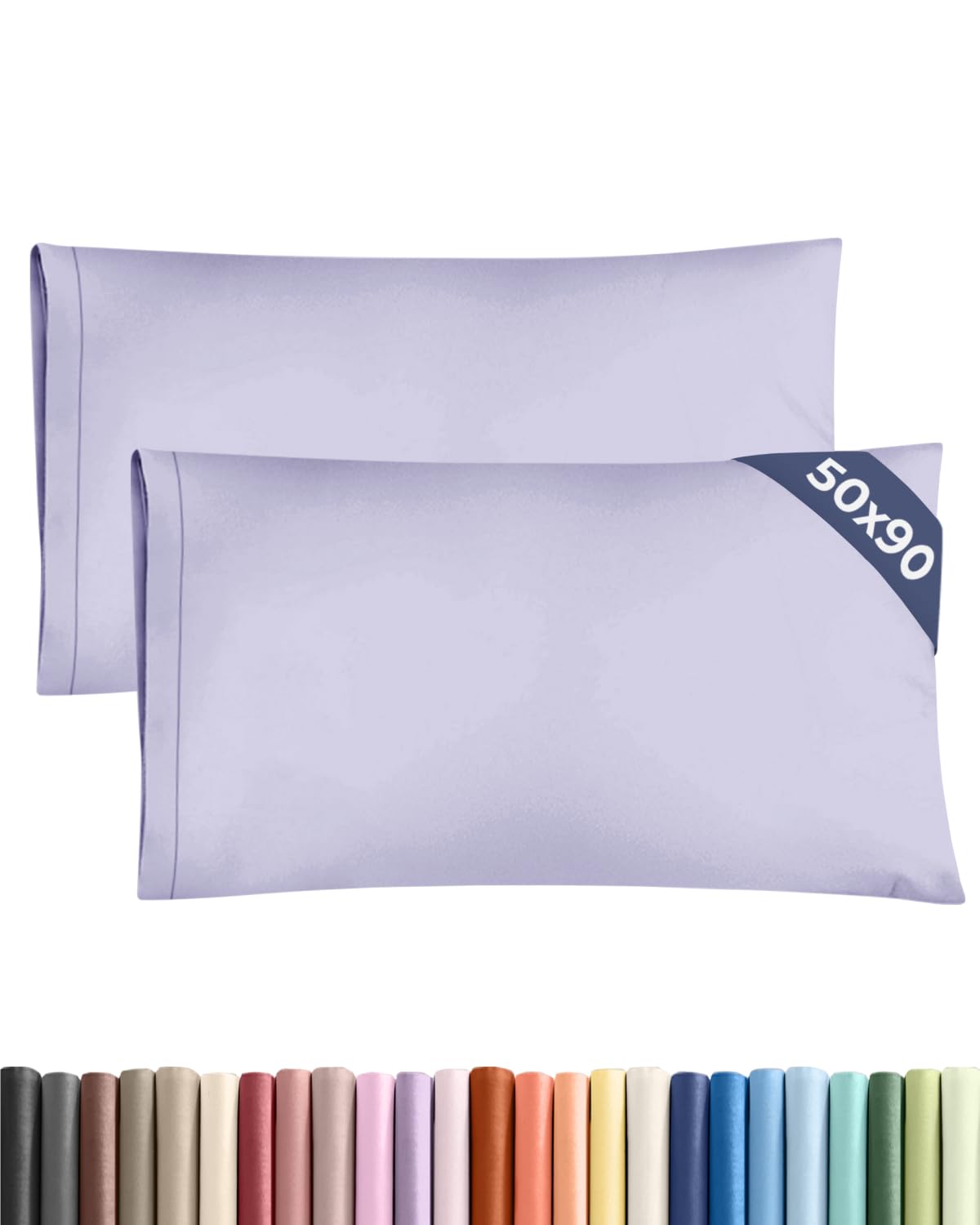 CGK 2 Pack King Size Light Lavender Pillow Cases 50x90 cm with Envelope Closure - Brushed Microfiber - Soft, Wrinkle & Fade Resistant - Breathable, Hypoallergenic & OEKO-TEX Standard 100 Certified