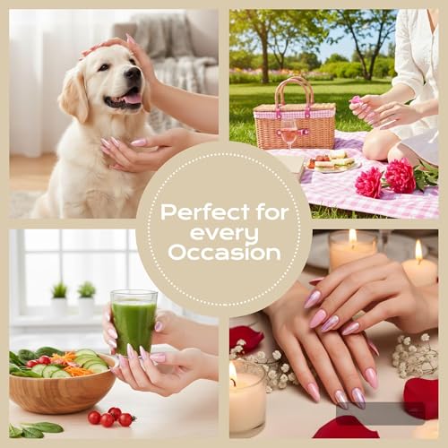 Acrylic Press On Nails Almond - Iridescent Pink Glow, $3.99 Set