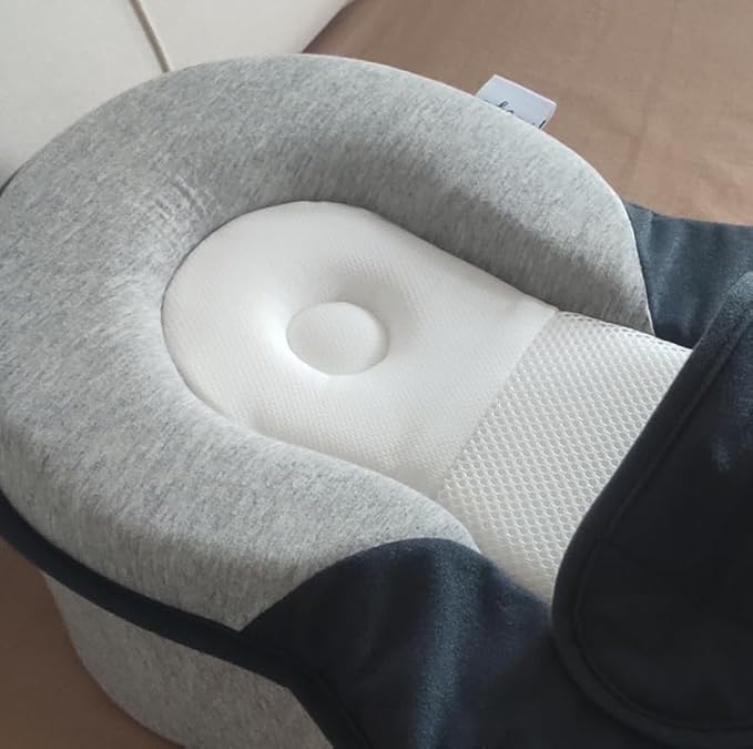 Coussin cale pour nouveau-né - Coussin de soutien pour nouveau-né - Coussin d'allaitement pour réduire les crachats - Avec sangle de sécurité (gris)