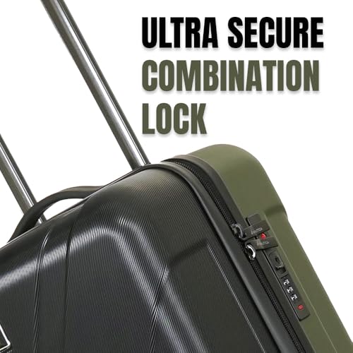Image of Nautica 20 inch ABS Hard-Sided Unisex Cabin Luggage Trolley | 8-Wheel Spinner, Telescopic Handle | Durable, Secure Combination Lock | Modern Design Travel Suitcase for Men & Women | Black & Green