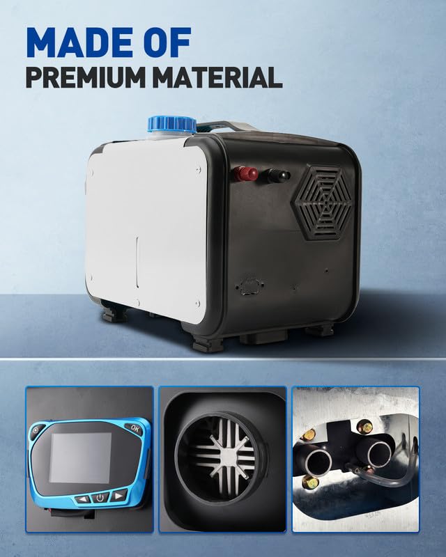 Riscaldatore di parcheggio diesel all-in-one da 5-8 kW 12 V, riscaldamento rapido con silenziatore, interruttore LCD, telecomando per camion, barca, rimorchio per auto, camper, auto da turismo, cam