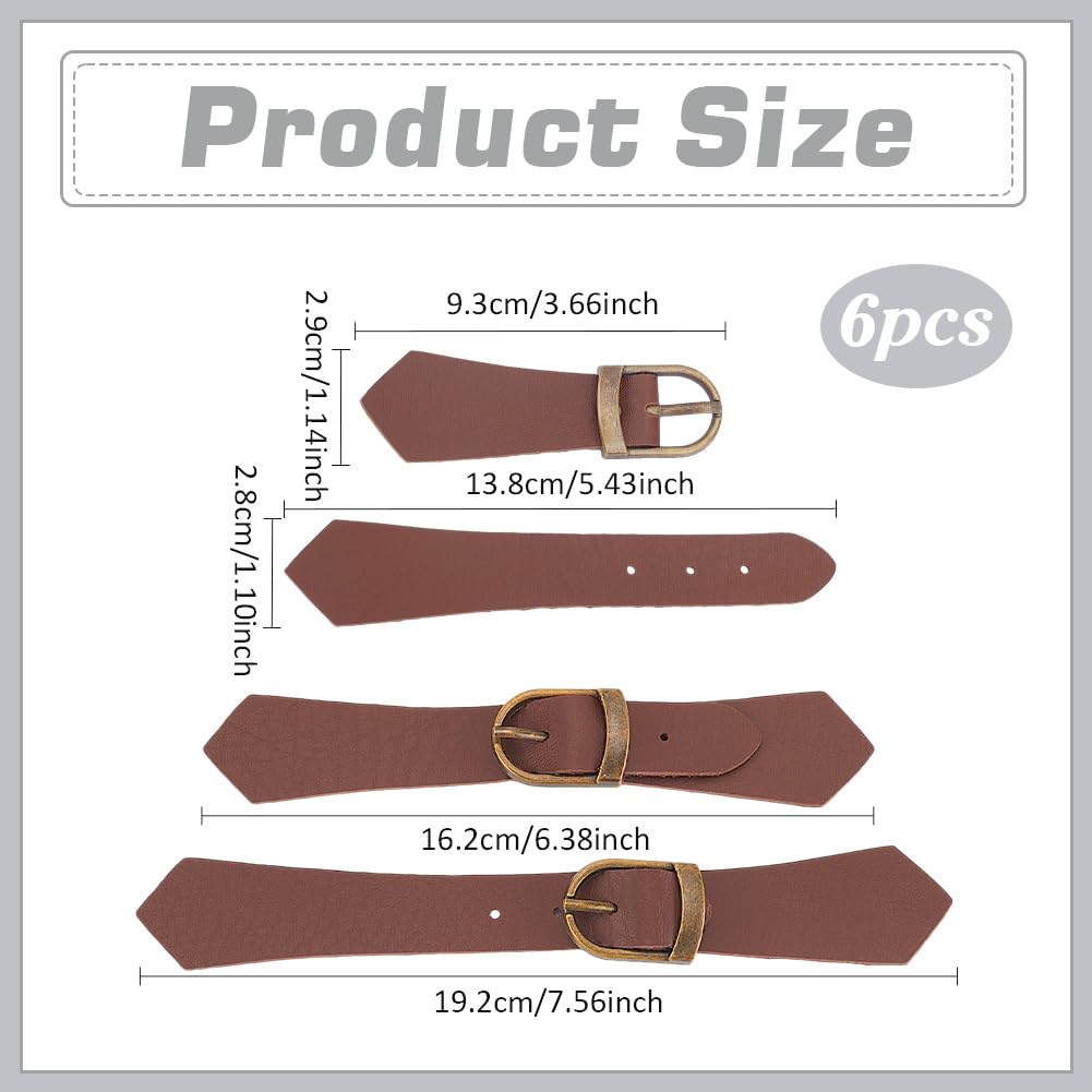 FINGERINSPIRE 6 Sets Leather Sew-On Toggles Closures Brown PU Leather Snap Toggle Sew On Duffle Jacket Buckle Metal Leather Clasp Fasteners Replacement Snap Toggle for Coat Jacket DIY Craft - Image 2