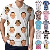 Custom Polo Shirt for Men Women Design Your Own Golf Shirts with Face Personalized Photo Polo Shirts for Golfer Gifts