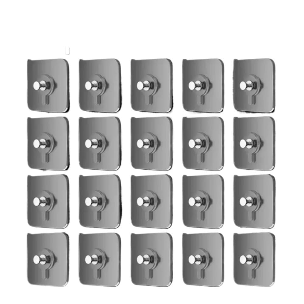 Gentryroo 20Pcs Clear Square Adhesive Screw Hook Punch Free Traceless Wall Fastener