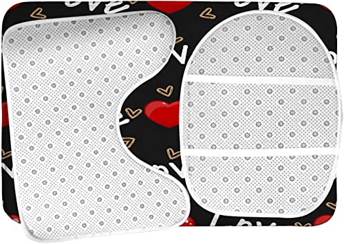 Badezimmerteppich-Set, 3-teilig, Valentinstag-Liebesherz, waschbare Badeteppiche, rutschfest, mit Rückenpolster, Konturteppich und Toilettendeckelbezug – Bild 6