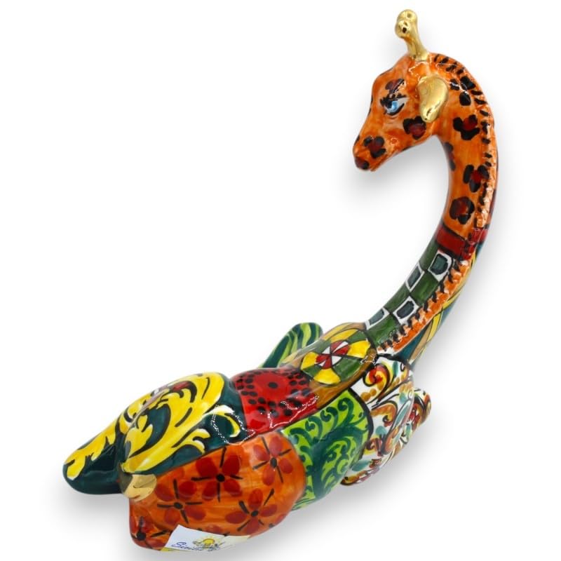 Jirafa de cerámica de Caltagirone con esmalte de oro de 24k de lujo 3