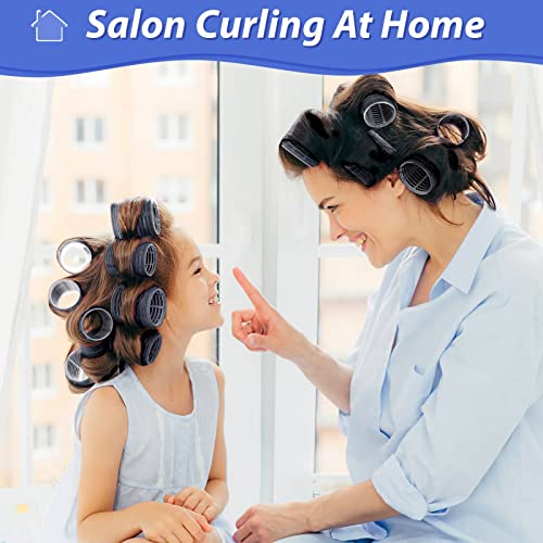 Jumbo Hair Curlers Rollers, 24Pcs Set With 12 Hair Curlers Self Grip Holding Rollers And 12 Stainless Steel Duckbill Clips For Long Medium Short Thick Fine Thin Hair Bangs Volume (Navy Blue) #TOP2