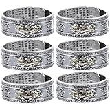 SHOWERORO Anillos Masculinos de Metal Vintage 6 Unidades Símbolos Auspiciosos y Acabado Antiguo, Accesorios para Dedos Ideales para Eventos y Regalos