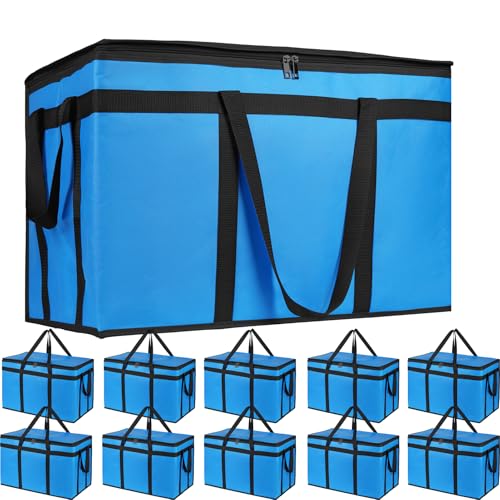 Bodaon 10 Pack Insulated Food Delivery Bags, XXXL Catering Cooler Bag Blue