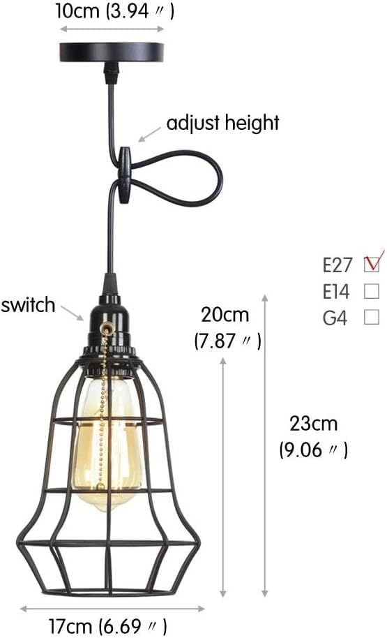 Miniatura 5 de Lámpara colgante vintage estilo americano industrial de hierro negro E27E26 enchufes de una sola cabeza lámpara colgante accesorios para isla de