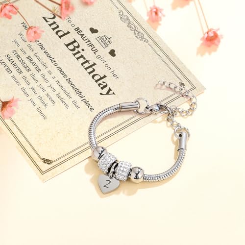 Yonhon Birthday Bracelet Gift for Girls 1-18 Years Old,Heart Happy Birthday Bracelet for Daughter Granddaughter Niece Girls3