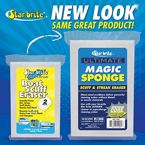 Image of STAR BRITE Ultimate Magic Sponge - Boat Scuff Eraser Melamine Scrubber with Reinforced Core - 2 Pack (041000)