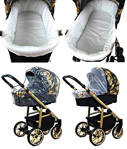 Kinderwagen 3 in 1 complete set met autostoeltje Isofix babybad babydrager Buggy Colorlux Gold van ChillyKids Albion… - Afbeelding 5