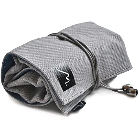 Metier Life Watch Roll for Travel Storage - Canvas and Soft Vegan Suede with 4 Organizer Pockets (Grey/Blue) Cover