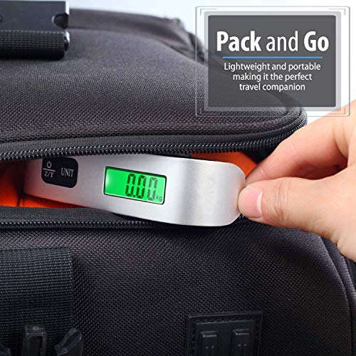 Coverzone Taşınabilir Dijital Bagaj Terazisi – 50kg / 110lb Kapasiteli, LCD Ekranlı, Sıcaklık Göstergeli, Düşük Pil Uyarılı, 10g Hassasiyetli, Seyahat için Elektronik Kantar DWS-09