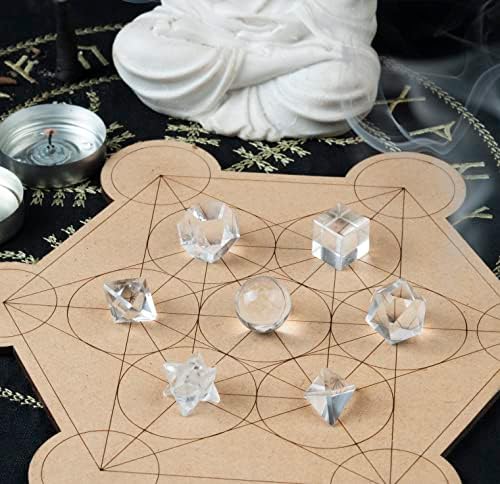 Crocon Clear Quartz 7Pcs Platonic Solids Crystal Geometry Set, Platonic Solids Sacred Geometric Stones for Meditation Reiki Balancing Healing Chakra Stone Cleansing Spiritual Good Luck (15-20 mm) - 2