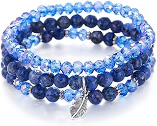 FULU AUTUMN Boho Beaded Bracelet Multi-Layer Crystal Stone Beaded Bracelets for Women Stretch Bracelets Fashion Jewellery Birthday Gifts for Her