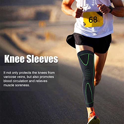 Image of Leg Compression Sleeves for Women & Men, Knee Braces for Knee Pain Knee Support Knee Pads for Basketball, Football, Running, Working Out, Arthritis (L, GREEN)