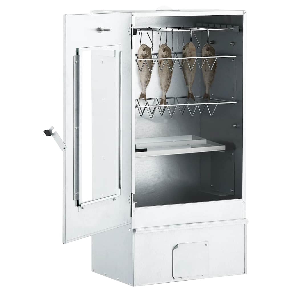Affumicatoio Forno BBQ Con Termometro 44,5x29x83 cm | Acciaio zincato, ha ruggine, cassetto e ciotola per fuoco con manico, 12 ganci S inclusi