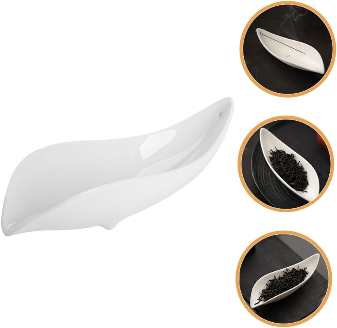 OUNONA Ceramic Tea Leaf Scoop Multi Functional Container for Loose Leaf Tea Beans and Salt Easy to Clean Simple Design