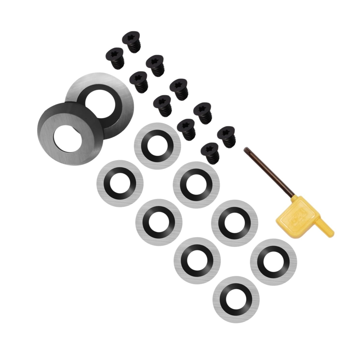 21pcs/Set Carbide Inserts Round Cutters for Woodturning, Precision Replacement Lathe Hollowing Blade(15mmx2.5mm)