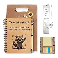 Dshunnc Abschiedsgeschenk Kollegen, 3 in 1 Abschied Geschenk Notizbuch mit Notizbuch, Stift, Lesezeichen, Abschiedsgeschenk Kollegen Jobwechsel, Witzige Abschied Kollegin Jobwechsel