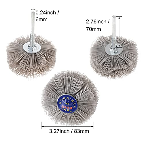 Patioer 3Pcs 3.27 Inch Abrasive Nylon Wheel Brushes 320# 400# 600#, 1/4Inch Shank Abrasive Grinding Head For Woodwork Polish Grinder #TOP1