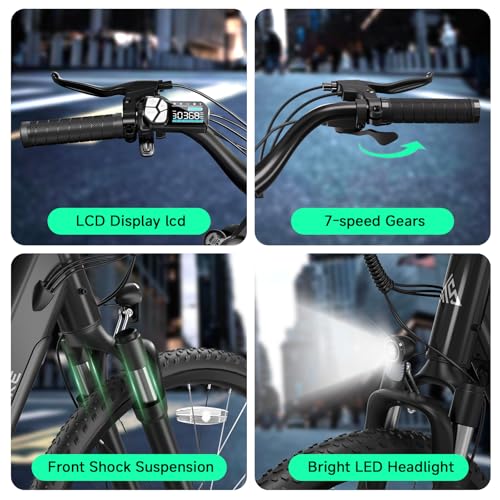 Image of TST Electric Bike for Adults, 1000W /750 Peak Ebike with 36V 10.4 /7.8Ah Battery, up to 50 Miles Range 25 MPH Electric Bicycle, 7 Speed, 26 inch E Bike for Commute