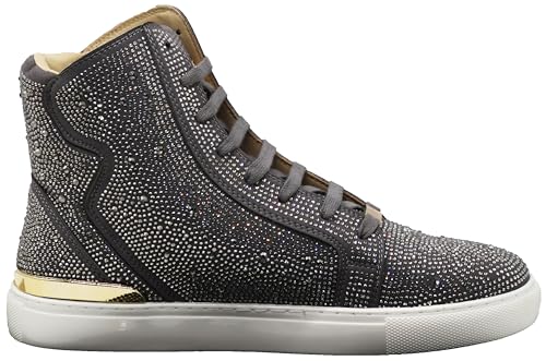 Image of Enzo Romeo Men's Fashion High Top Crystal Shimmer Rhinestone Blink Flat Sneakers Shoes