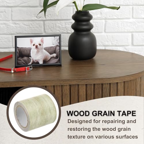 Image of PATIKIL Wood Grain Tape 2.2 inch x 15 Ft, 2 Pcs Self-Adhesive Wood Texture Repair Tape Realistic Wood Effect Contact Paper Patch for Furniture Cabinets Floor Walls Home, Grey Oak