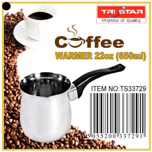 Tristar Silver,Black Stainless Steel Turkish Coffee Milk Sauce Warmer Pot 650Ml (Turkish Coffee Pot)