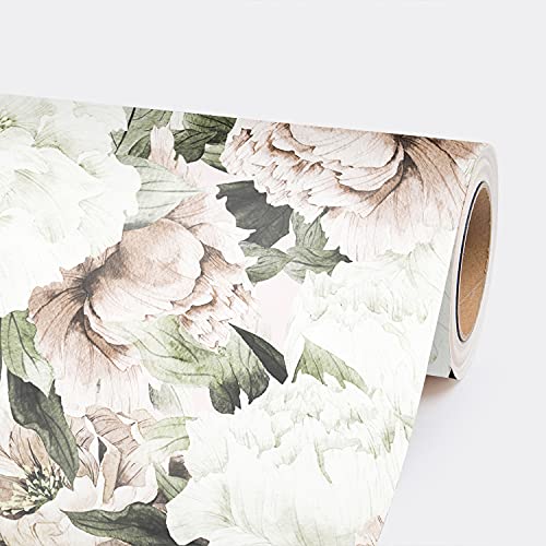 Papier peint auto-adhésif 104x70 cm pivoine blush pour meuble et mur de salon