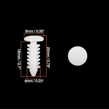 X AUTOHAUX 40pcs 6mm Hole Dia Plastic Bolt Rivets Fastener Clips White