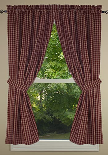 Primitive Home Decors Country Classic Wine Lined Curtain Panels 72X63, 72Inchx63Inch #TOP21