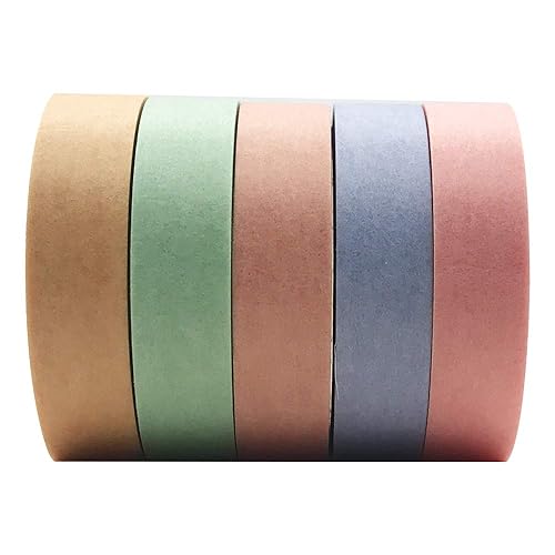 EnYan Juego de cintas Washi de color sólido, 5 rollos de decoración básica de 0.394 pulgadas de ancho, cintas decorativas japonesas para