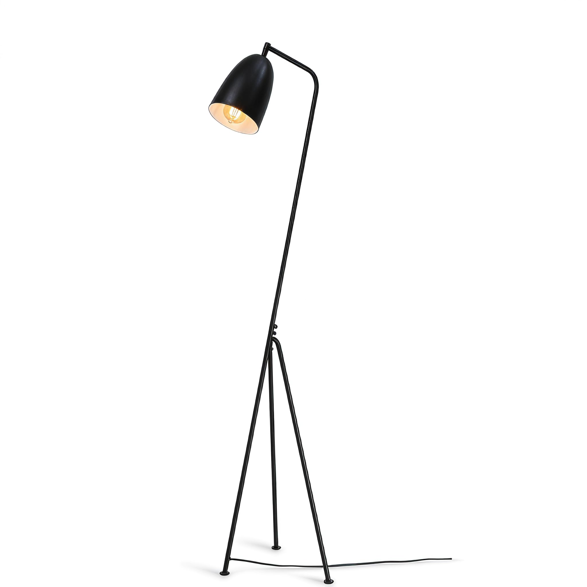 BARCELONA LED Lámpara de Pie Negra “Shoppen” Trípode 160cm, Lámpara de Suelo Negra Estilo Mid Century Nórdico Industrial, Pantalla Orientable E27, Diseño Moderno para Salón Dormitorio