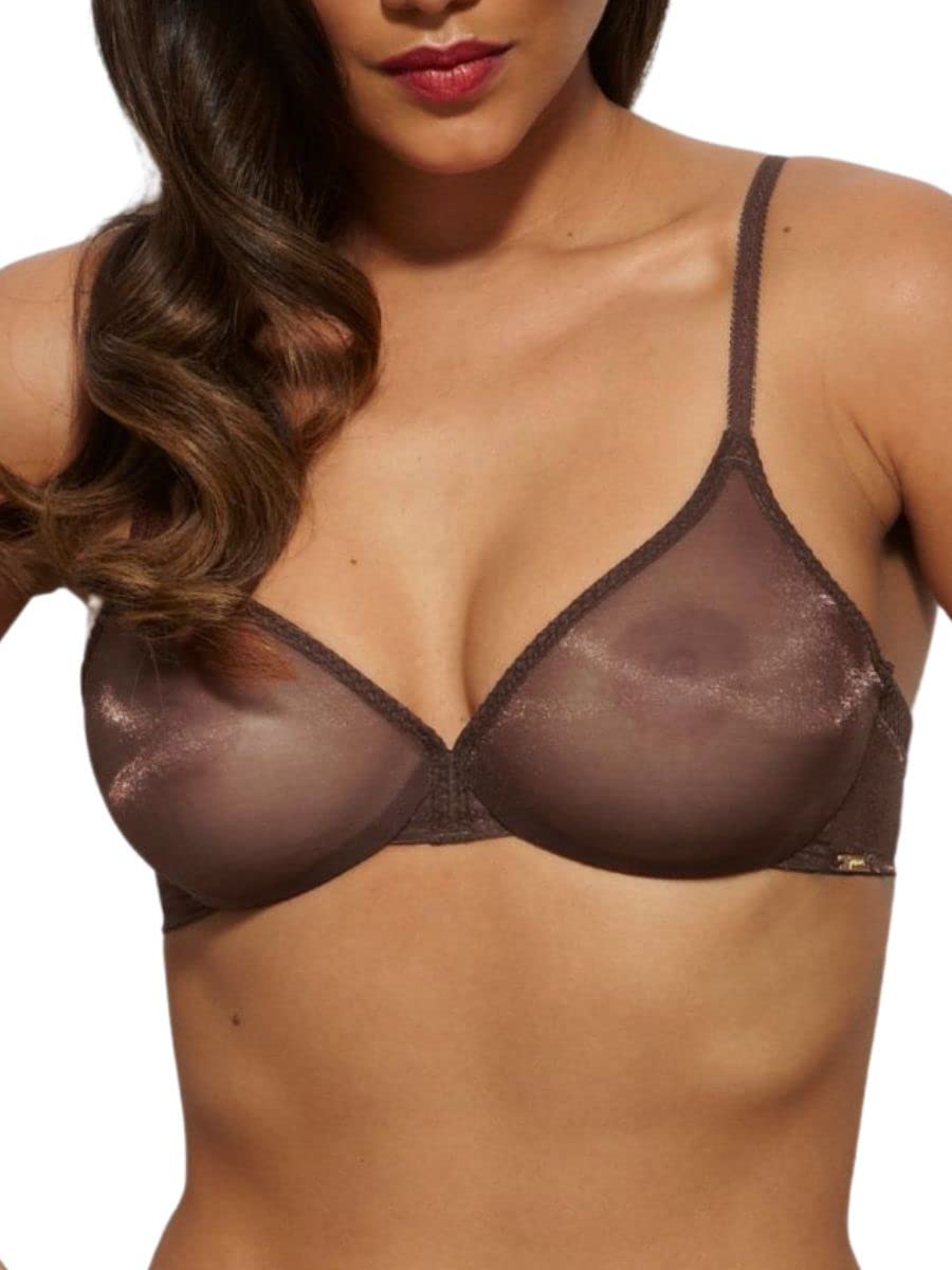 Gossard Women's Rich Brown Glossies Non Padded Moulded Sheer Bra 30D