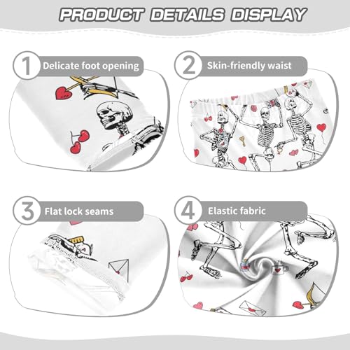 Skeleton Valentine Dancing Girls Leggings,Workout Leggings for Girls Toddler Athletic Leggings Size for 3-10T3