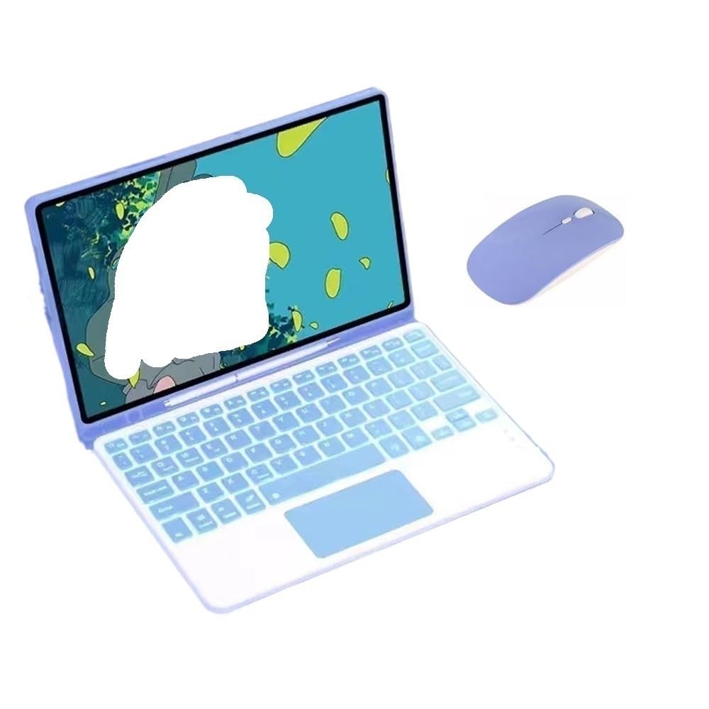 Teclado para iPad Pro 11 con panel táctil y ratón morado iluminado 7