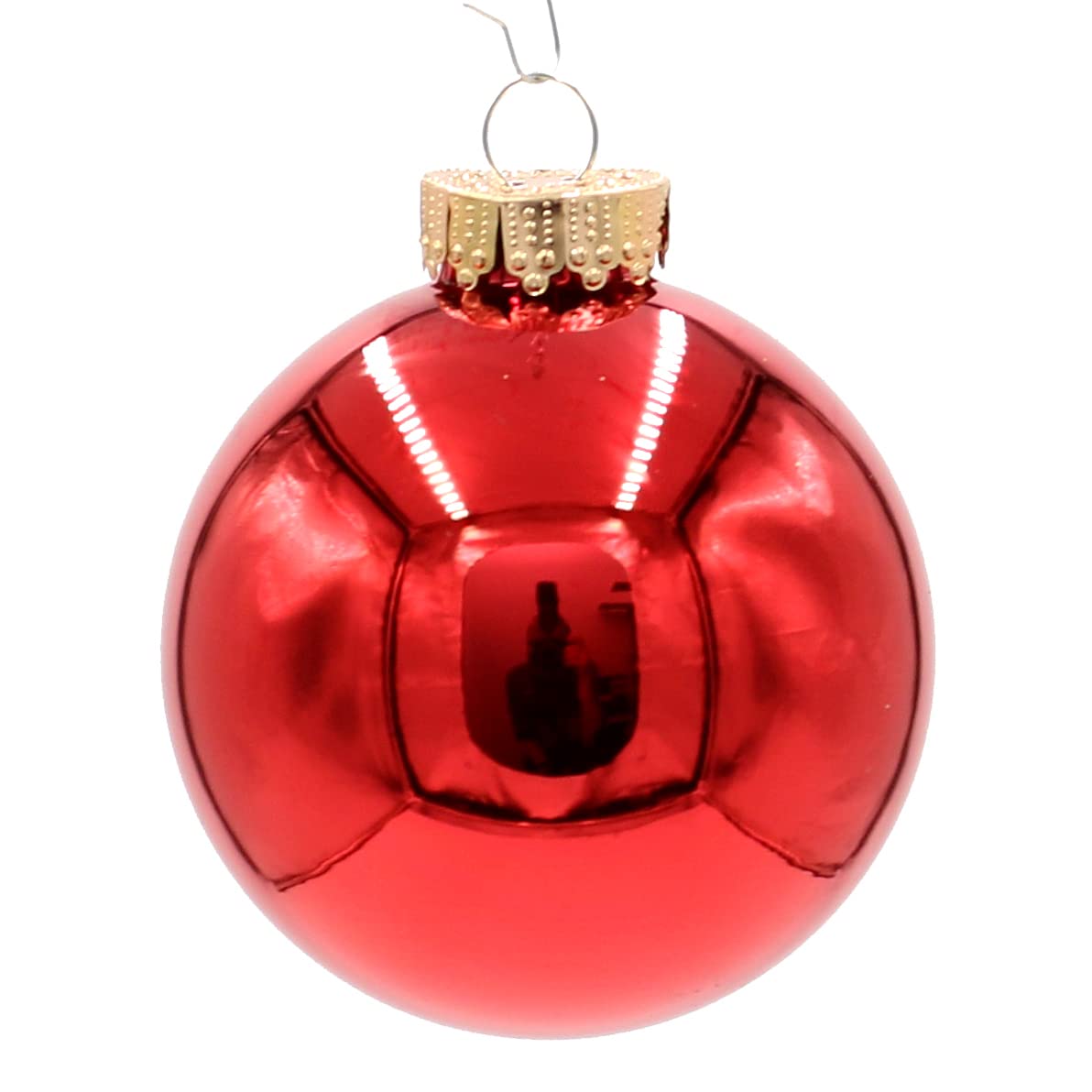 Dekohelden24 Lauschaer Christbaumschmuck - 16er Set Kugeln inkl. 1 Baumspitze aus Glas, handdekoriert, rot matt und glänzend, 6,7 und 8 cm, mit goldenem Krönchen.