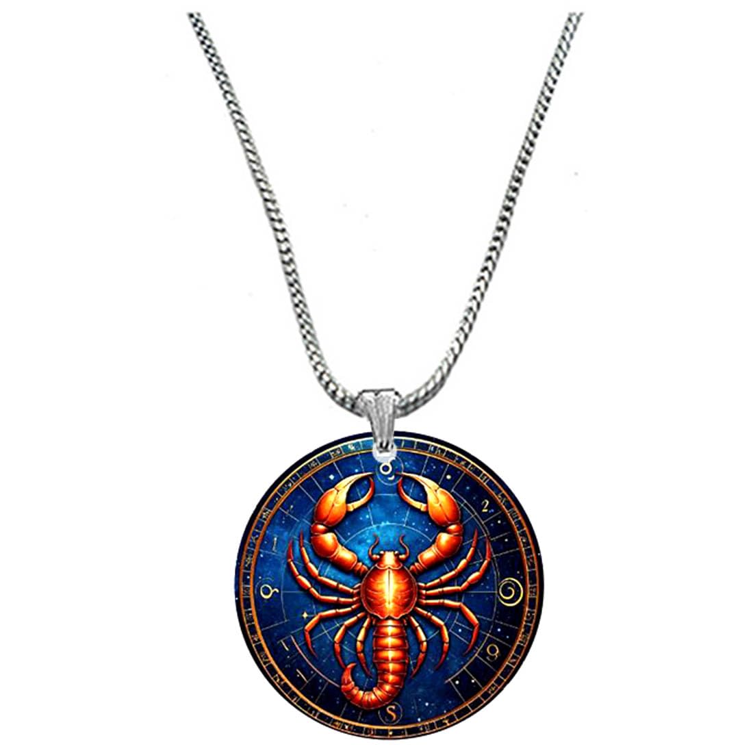 afh Scorpio Zodiac Sign Red Acrylic Pendant with Snake Chain for Men and Women-picture-10