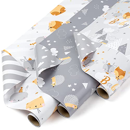 Wrapaholic 8BZP-17IN-BABY-CW3R Reversible Baby Shower Wrapping Paper Roll cover