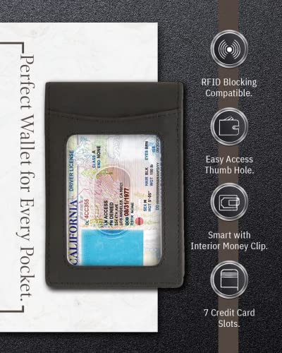 Access Denied Real Leather Wallets For Men - Money Clip Bifold Wallet RFID Front Pocket Thin Minimalist Mens Wallet Credit Card Holder3